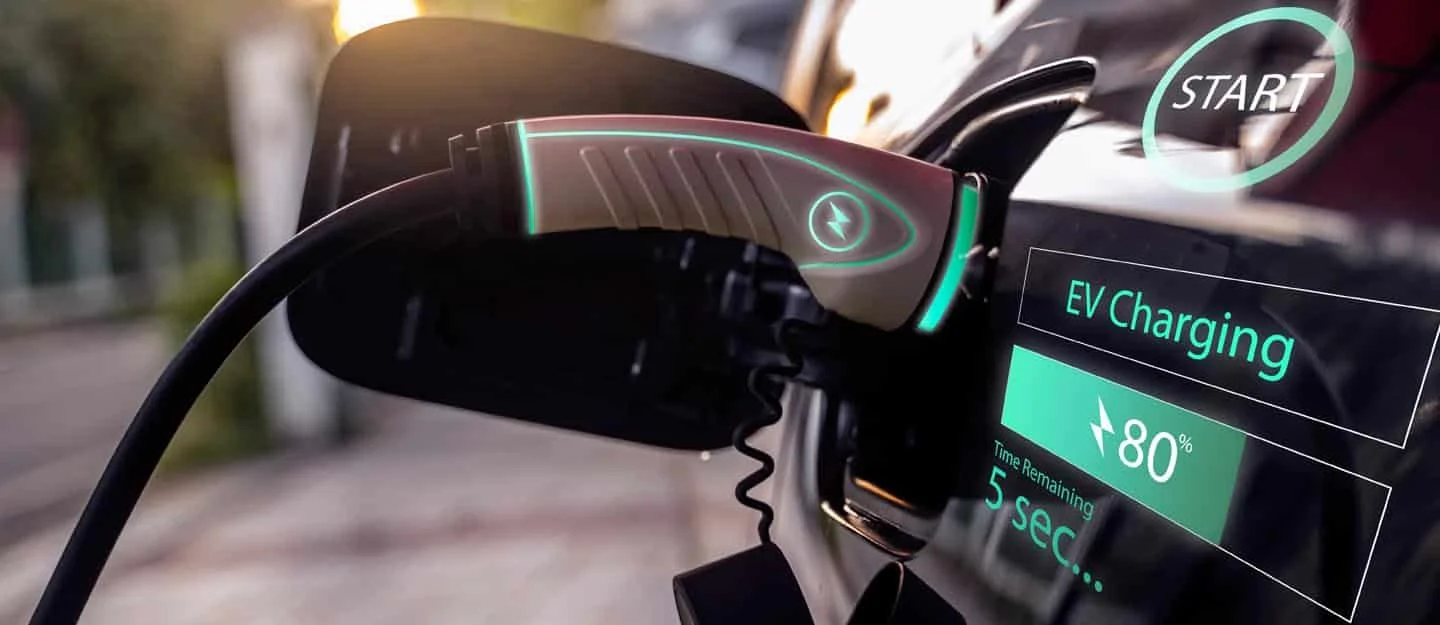 Electric vehicle being charged